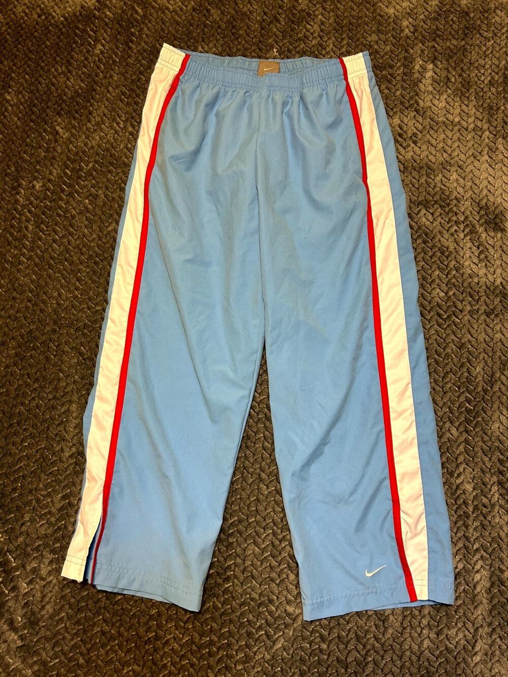 Nike Track Pants Women's Medium Blue Running Training Ankle Slit Elastic Waisted